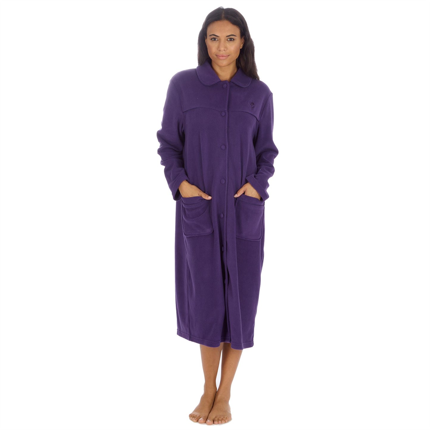 Countess Christie Longer Length Button Housecoat - Purple