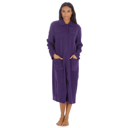 Countess Christie Longer Length Button Housecoat - Purple