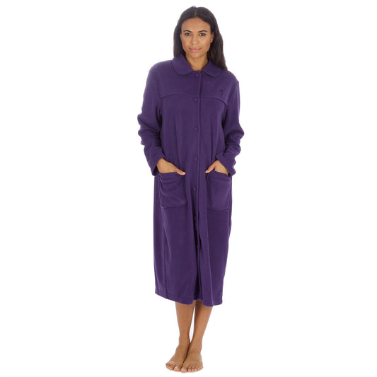 Countess Christie Longer Length Button Housecoat - Purple