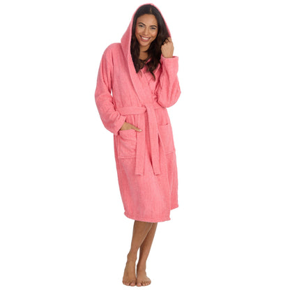 Forever Dreaming Womens Hooded Towelling Robe - Pink