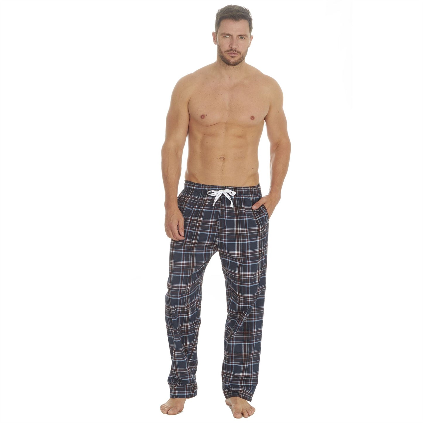 Cargo Bay Mens Yarn Dyed Woven Check Lounge Pants - Denim