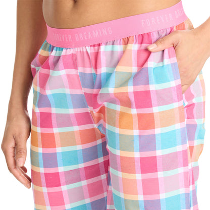 Forever Dreaming Womens Woven Check Lounge Pants - Mint