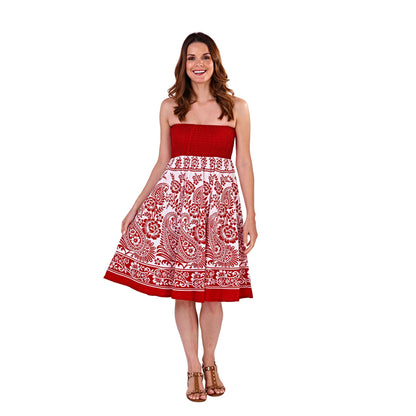 Pistachio Paisley Print 2 In 1 Dress - Red