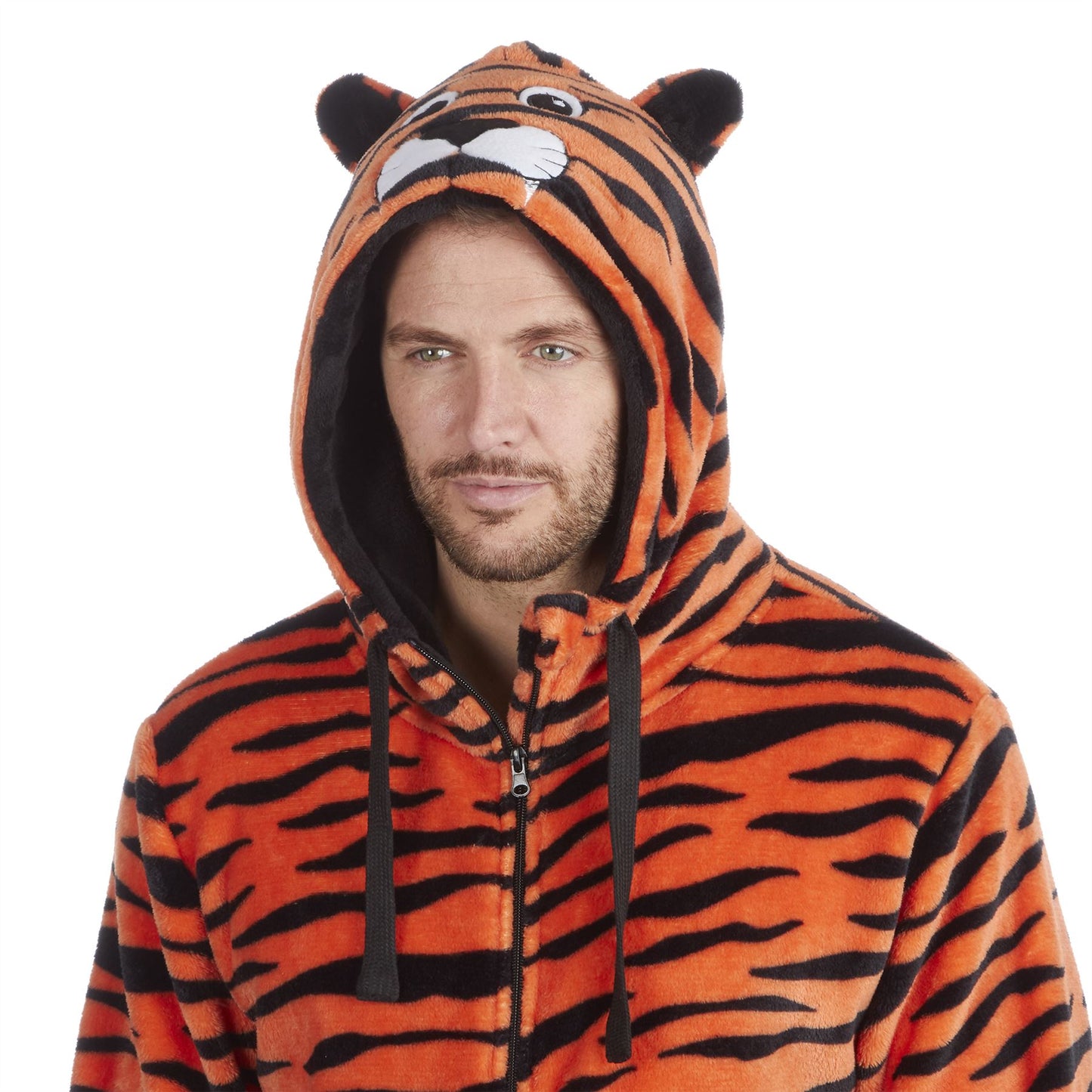 Onezee Tiger Print Flannel Fleece Onesie - Orange