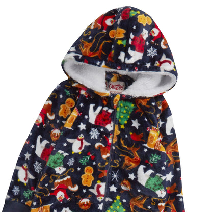 Kids All Over Print Fleece Christmas Onesie - Navy (2-6 Years) Onezee