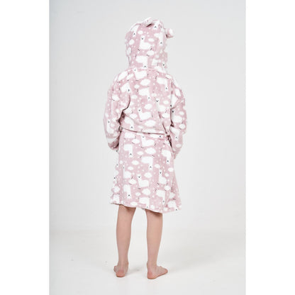 Nifty Kids Llama Fleece Robe - Pink