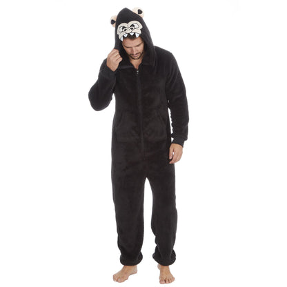 Onezee Gorilla Print Snuggle Fleece Onesie - Black