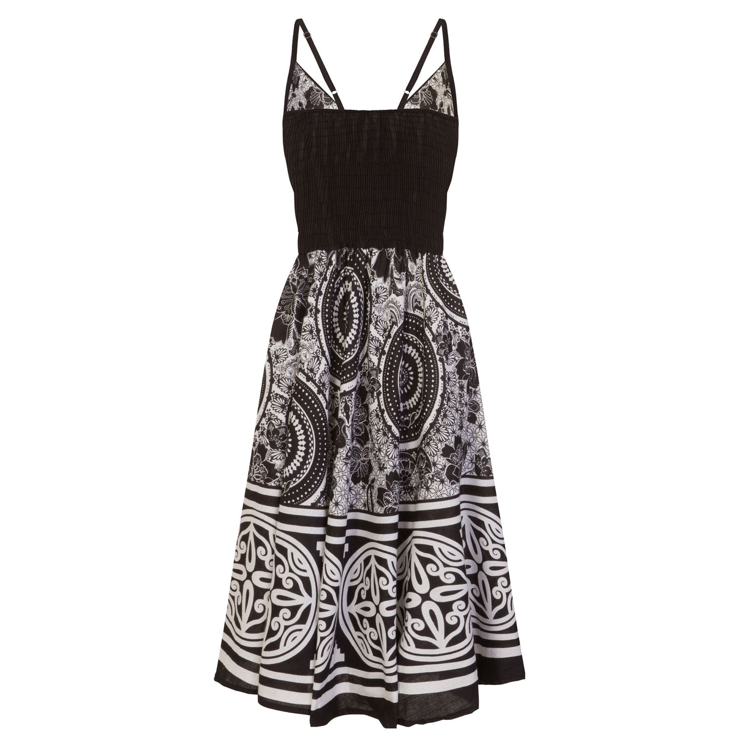 Pistachio Floral/Pattern Crossover Dress - Black