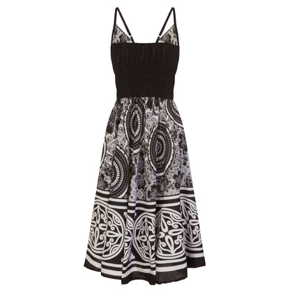 Pistachio Floral/Pattern Crossover Dress - Black