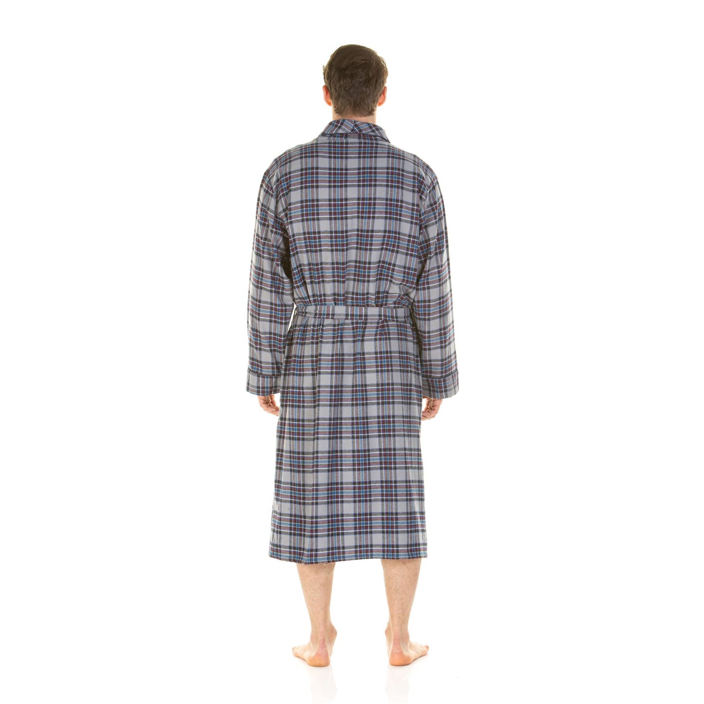 Haigman Mens Brushed Cotton Robe - Grey Check