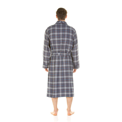 Haigman Mens Brushed Cotton Robe - Grey Check