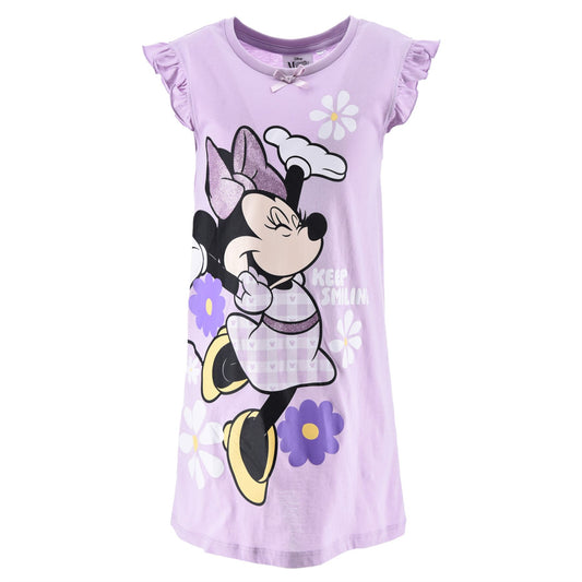 Girls Minnie Mouse 'Keep Smiling' Nightdress - Purple