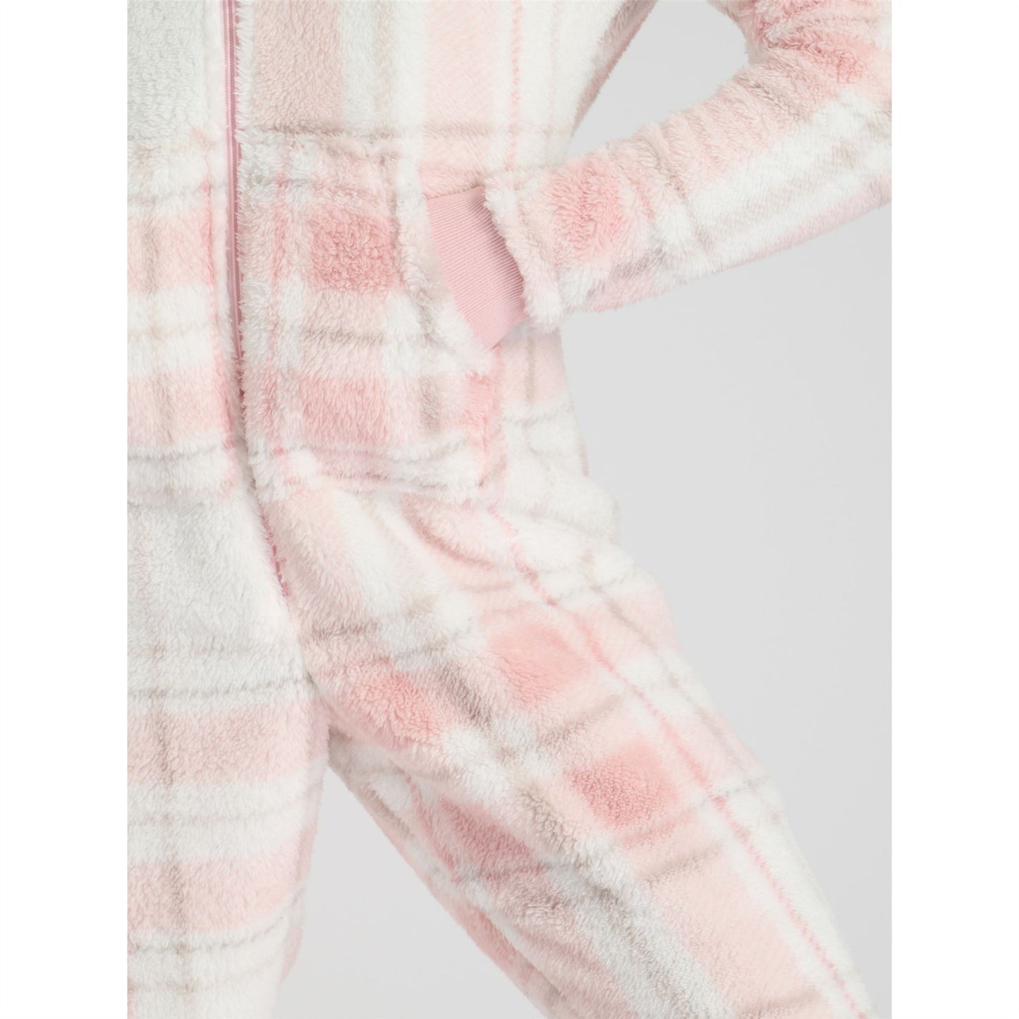 Loungeable Womens Well Soft Check Fleece Onesie - Pink