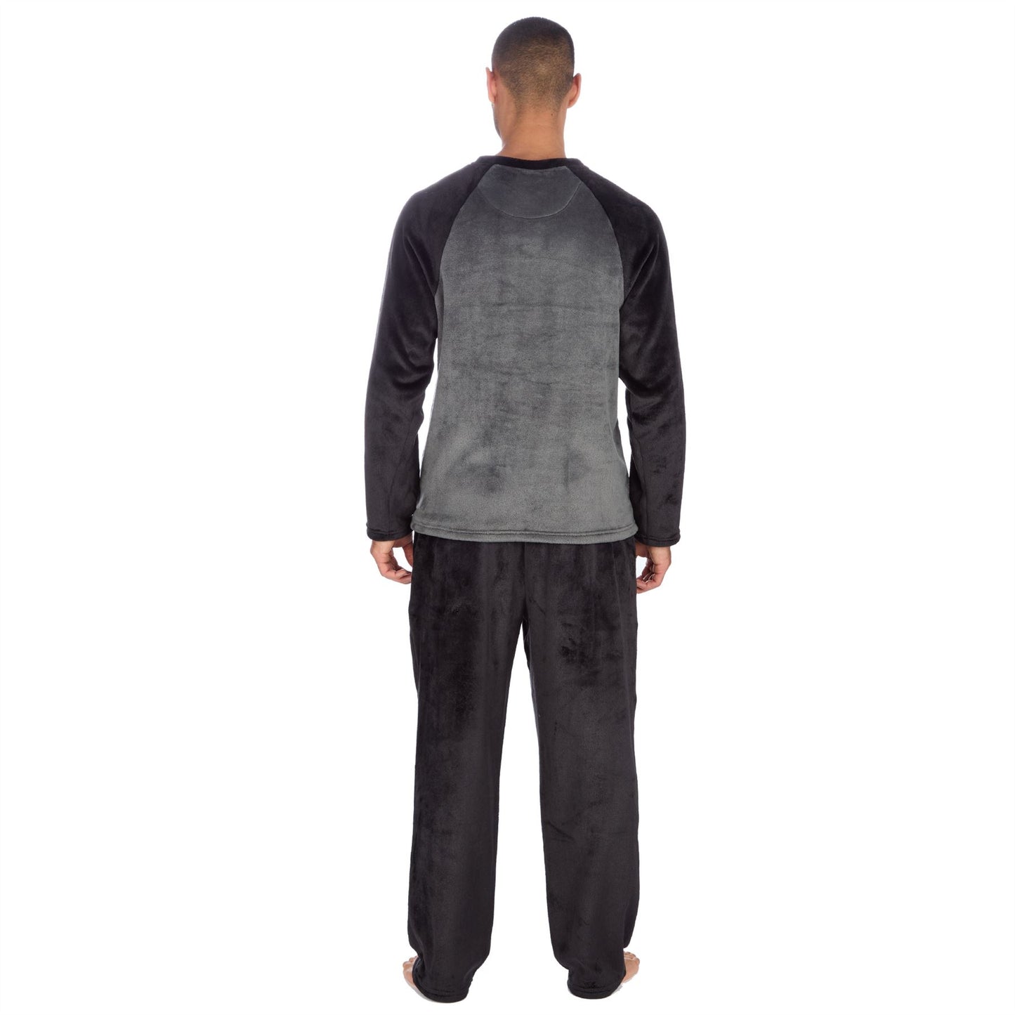 Cargo Bay Mens Raglan Fleece Pyjamas - Black/Charcoal