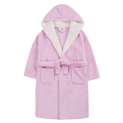 4Kidz Kids Sherpa Hooded Plush Fleece Robe - Pink