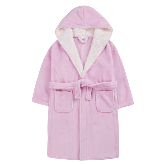 4Kidz Kids Sherpa Hooded Plush Fleece Robe - Pink