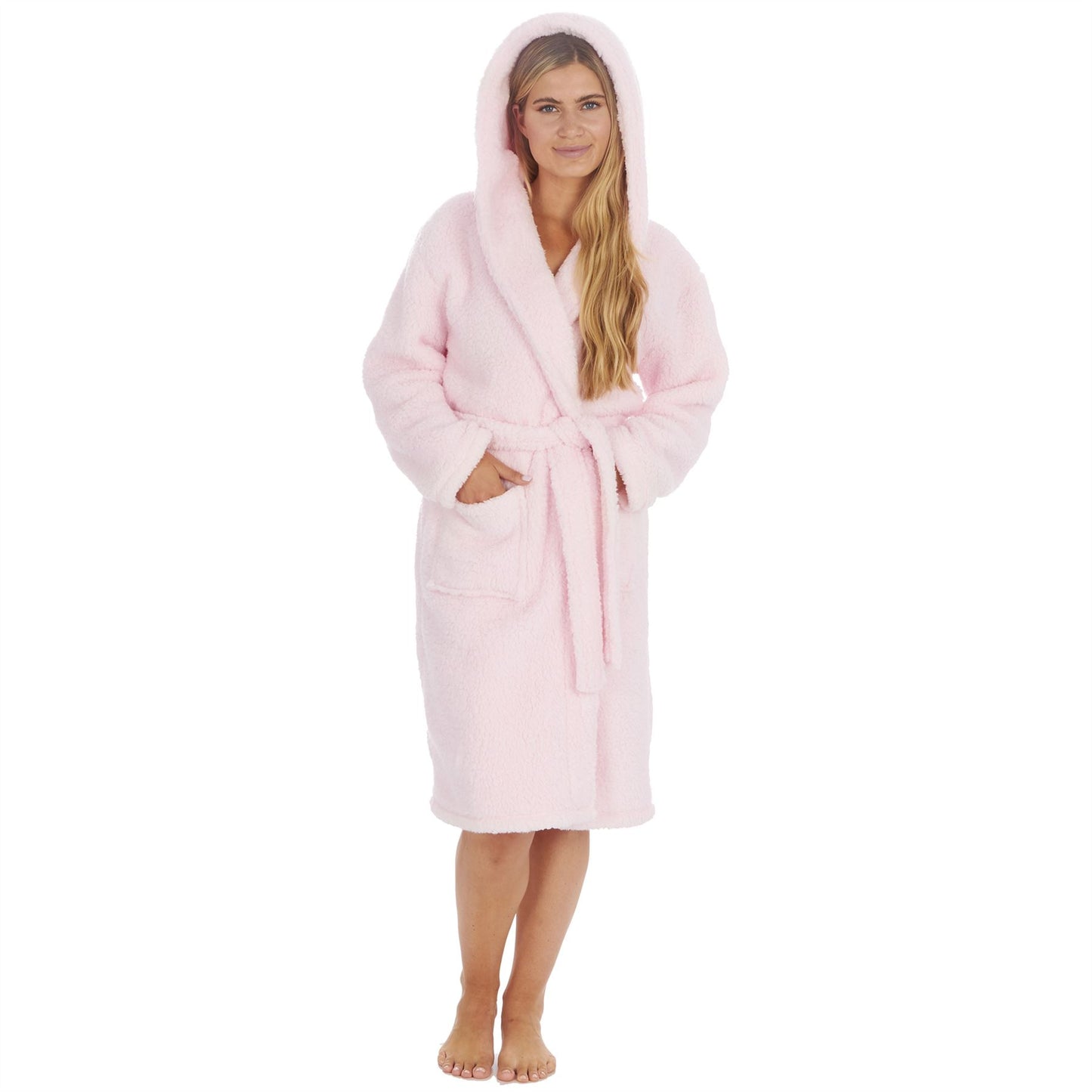 Forever Dreaming Womens Borg Fleece Robe - Pink