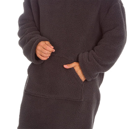 Huggable Hoodie Mens Borg Fleece Oversized Hoodie - Charcoal