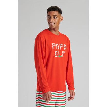 Loungeable Mens 'Papa Elf' Pyjamas - Red/Green