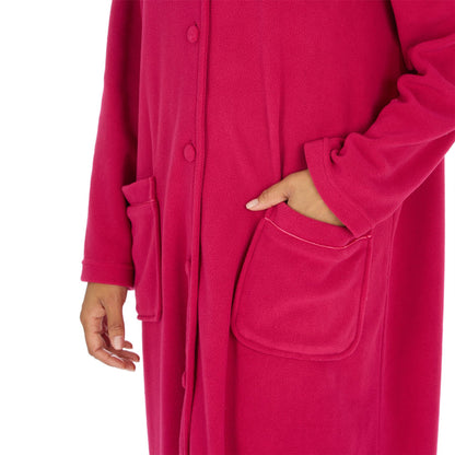 Countess Christie Longer Length Button Housecoat - Raspberry