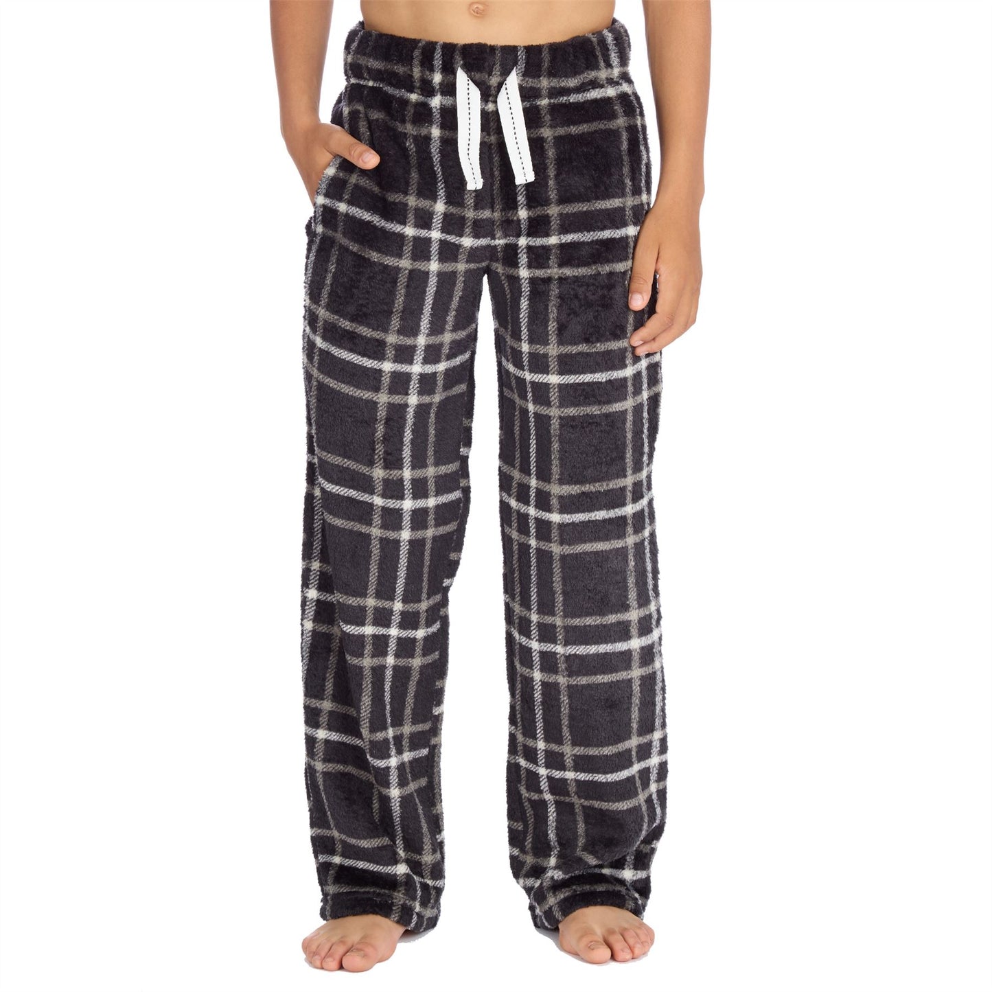Cargo Bay Boys Fleece Lounge Pants - Black Check