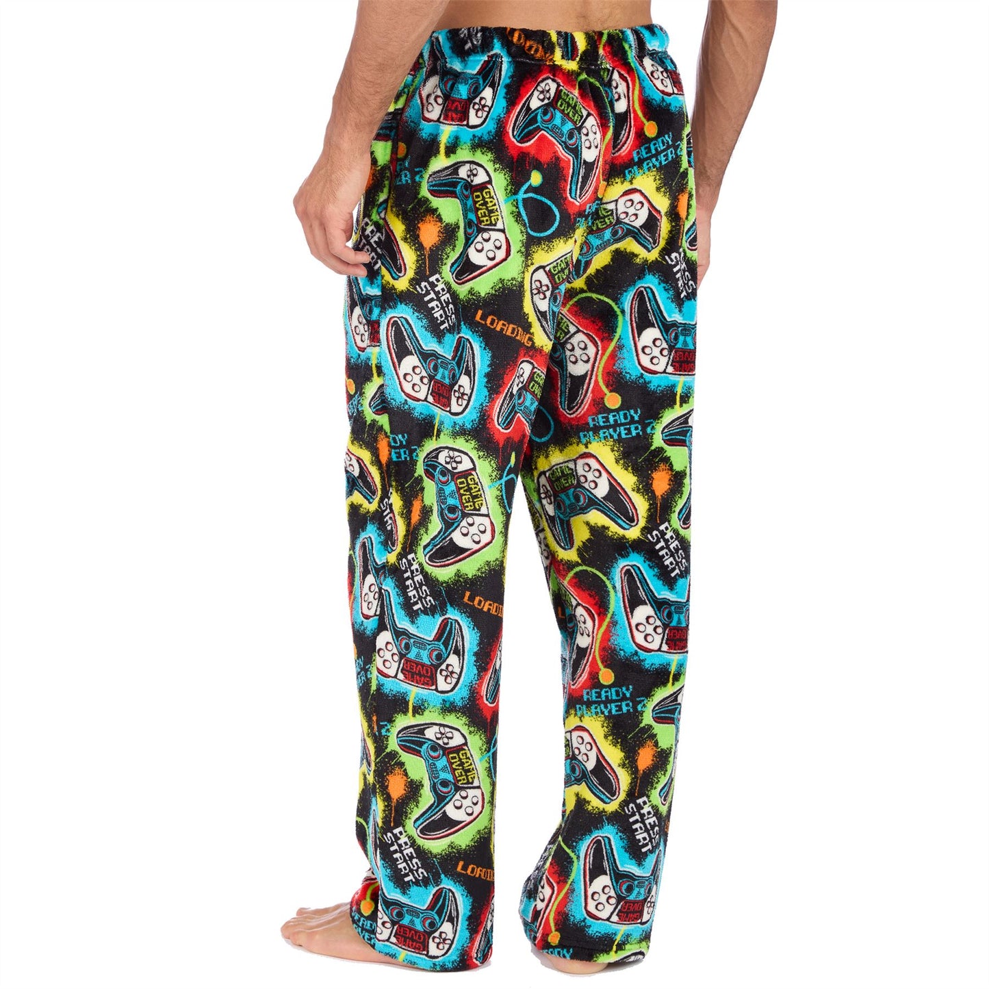 Cargo Bay Mens Fleece Lounge Pants - Black/Gamer Print