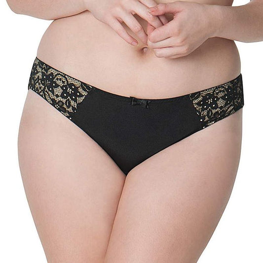 Curvy Kate Vixen Brazilian Brief - Black/Almond