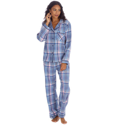 Slumber Party Womens Yarn Dyed Flannel Pyjamas - Denim