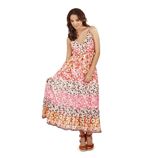 Pistachio Pastel Strappy Maxi Dress - Pink