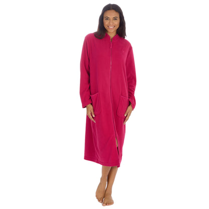Countess Christie Longer Length Zip Housecoat - Raspberry