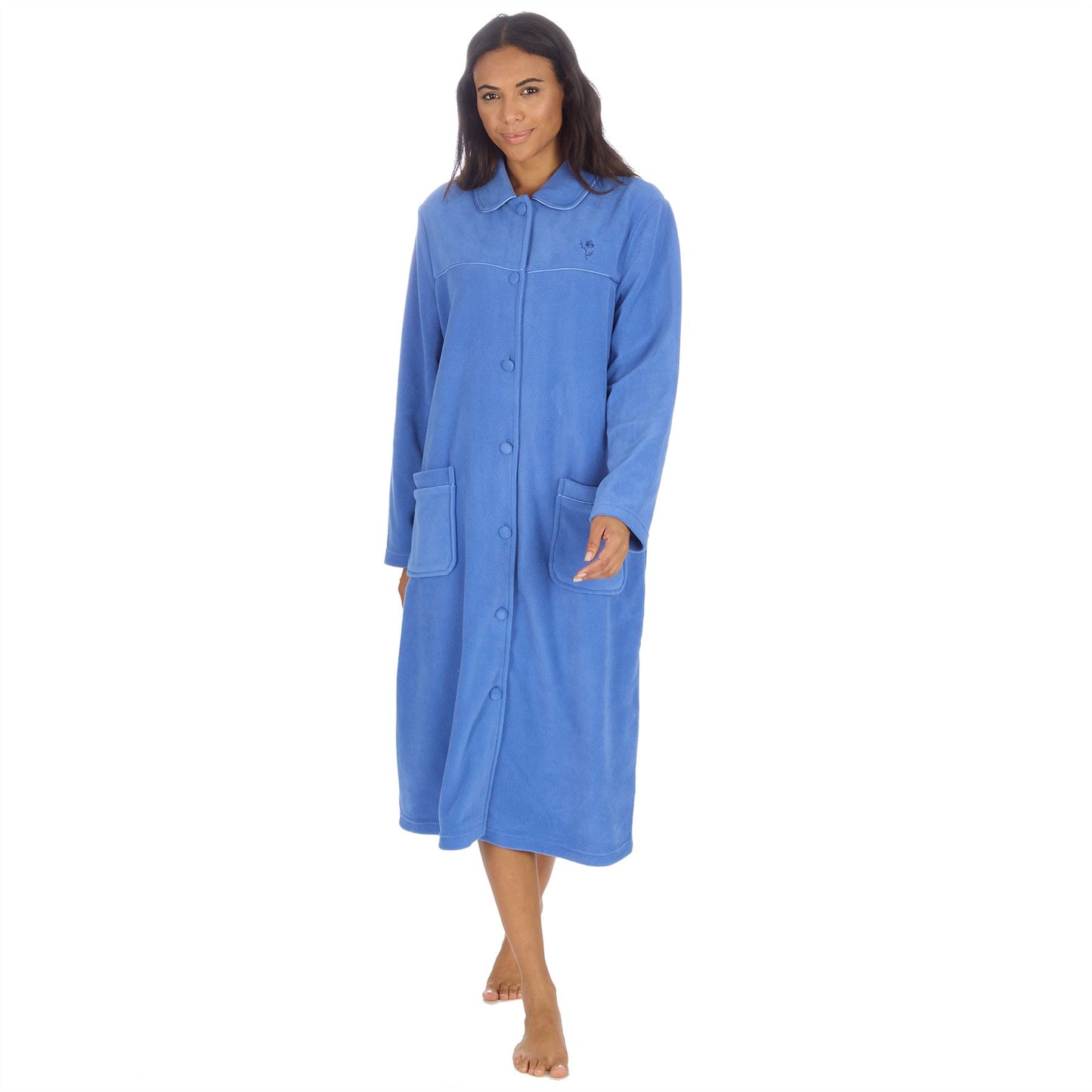 Countess Christie Longer Length Button Housecoat - Blue