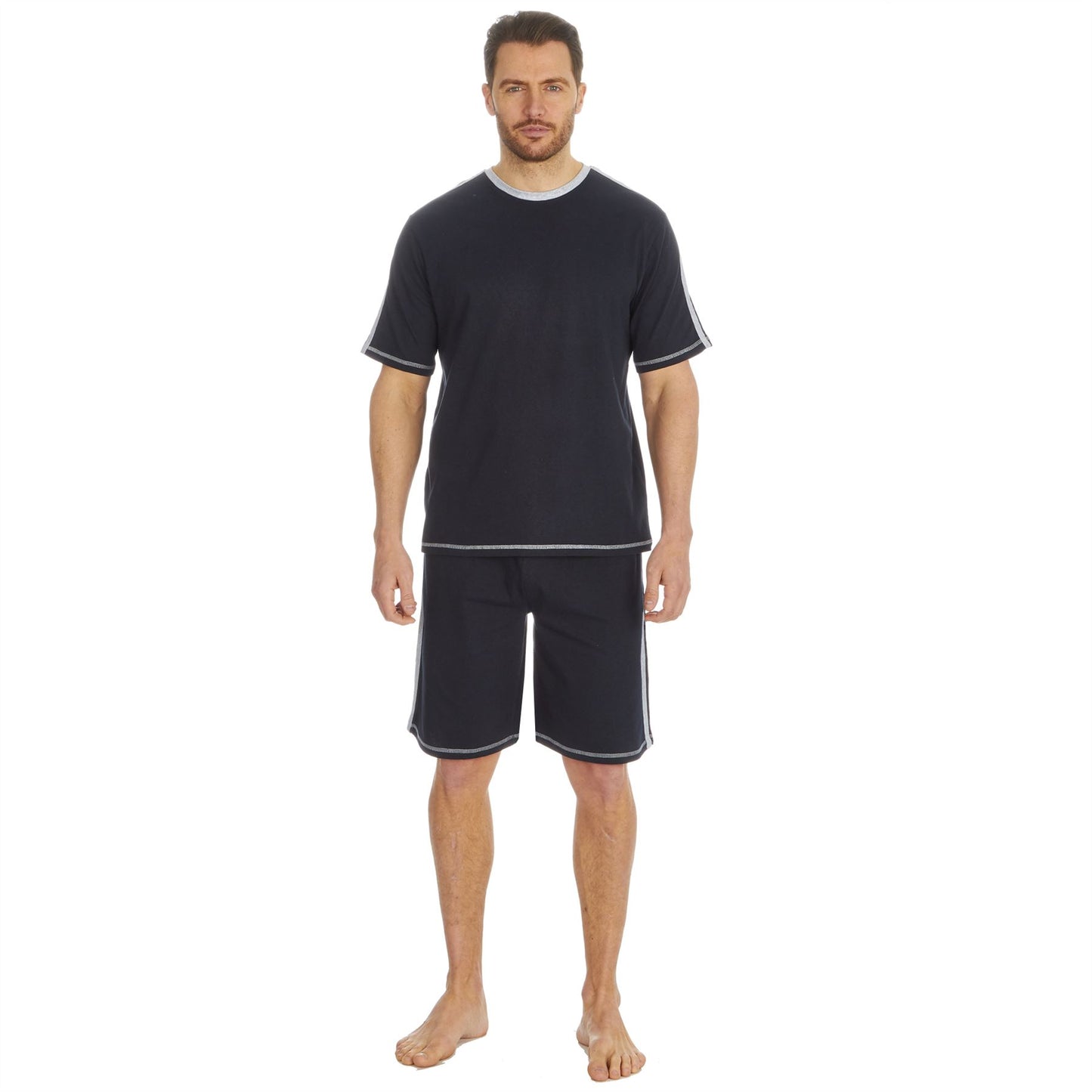 Cargo Bay Mens Contrast Stripe Pyjamas - Navy/Grey