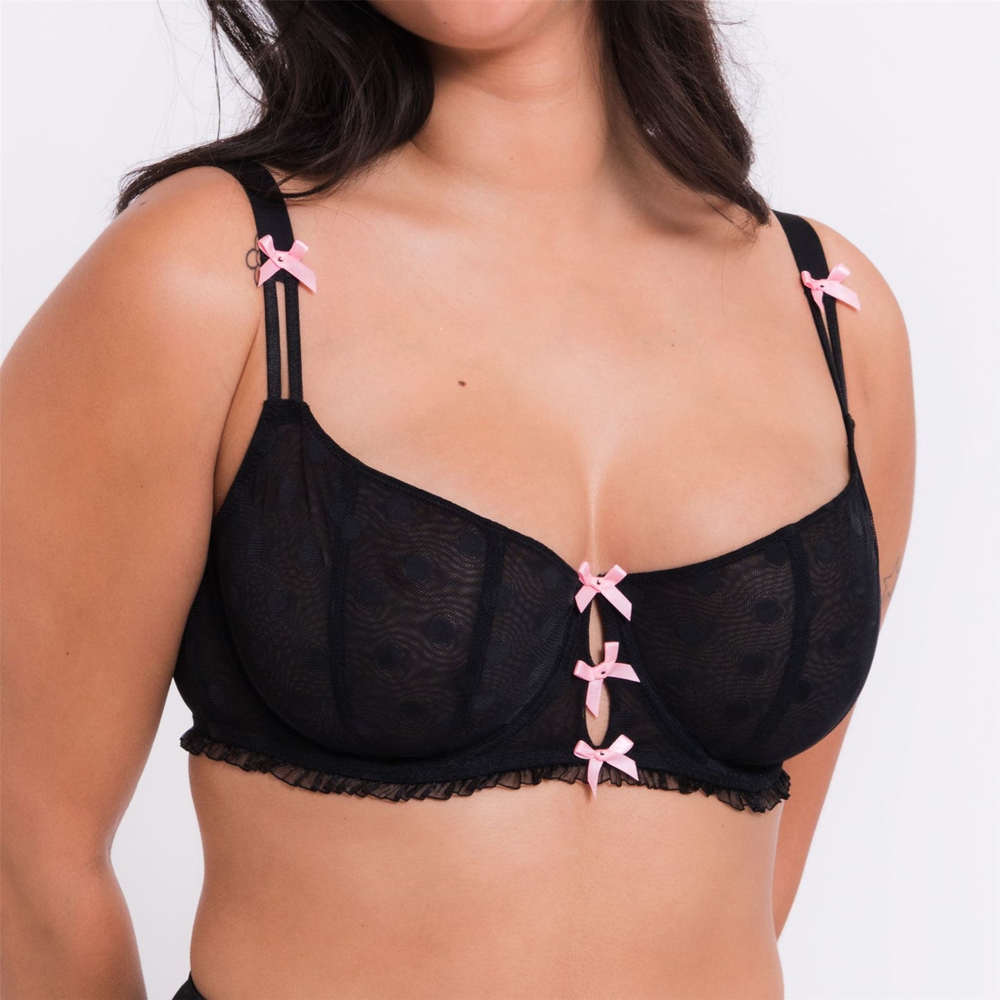 Curvy Kate Frill Me Balcony Bra - Black/Pink