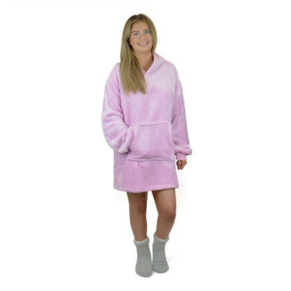Foxbury Womens Oversized Fleece Hooded Blanket - Pink