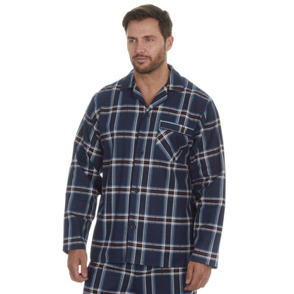 Cargo Bay Mens Printed Flannel Pyjamas - Denim Check