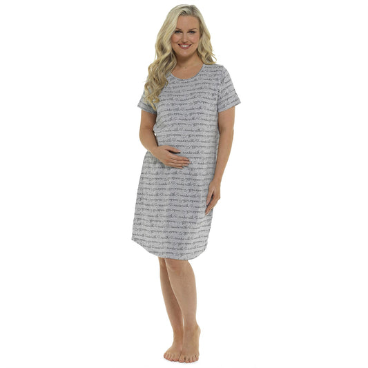Follow That Dream Womens Maternity 'Made With Love' Nightdress - Grey