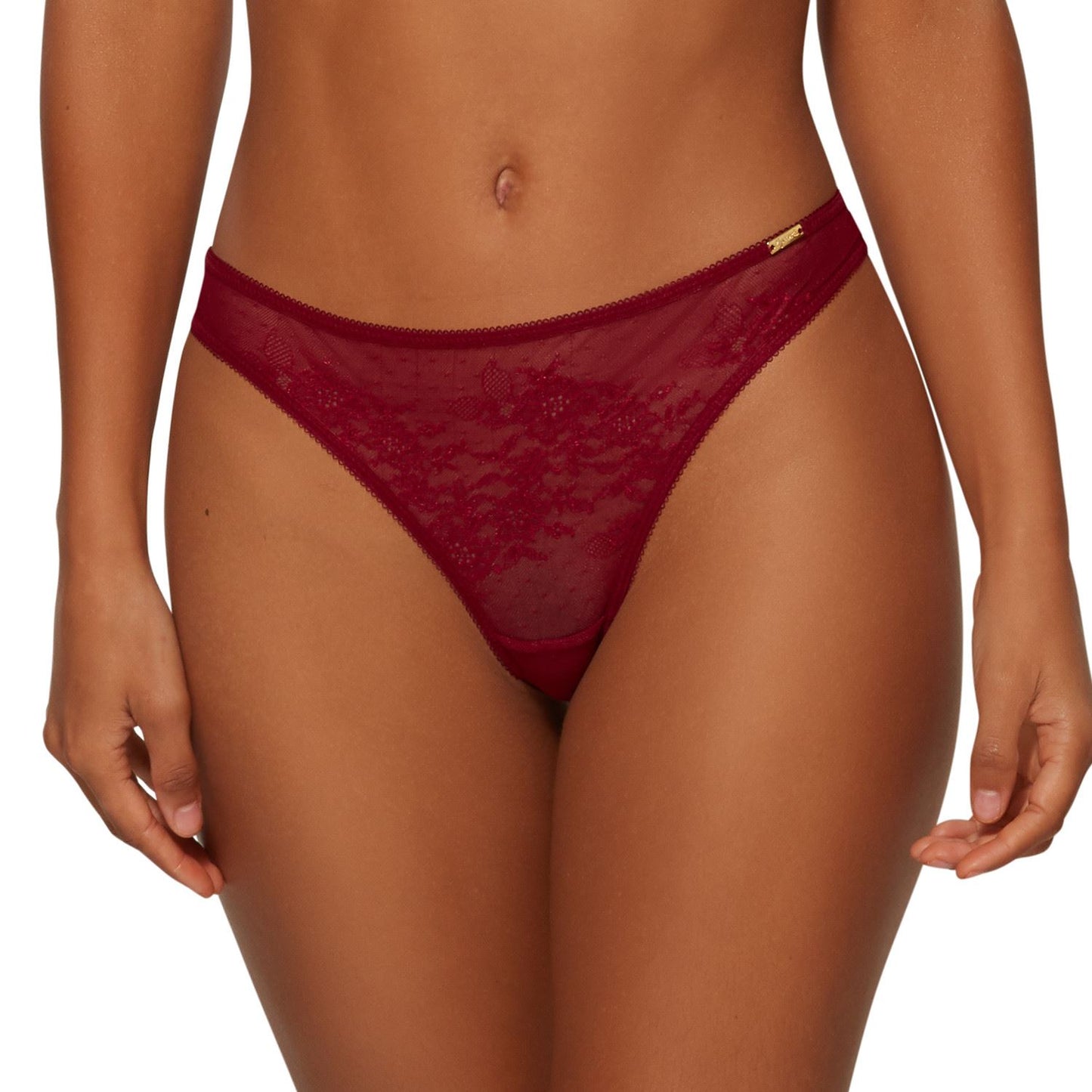 Gossard Glossies Lace Thong - Bordeaux