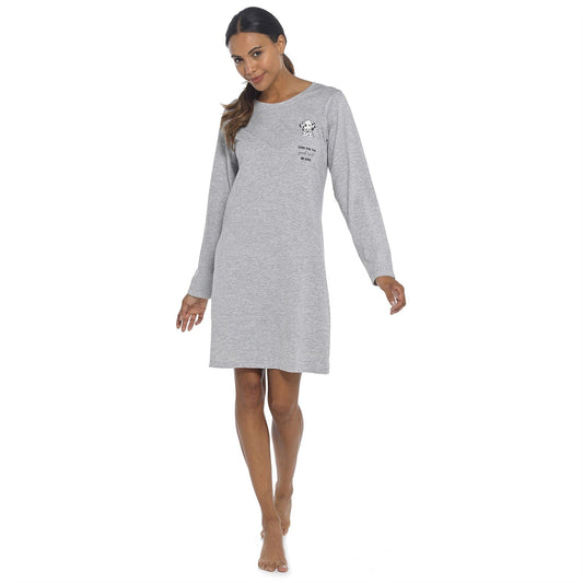 Follow That Dream Womens Dalmation Print Long Sleeve Nightdress - Grey Follow That Dream