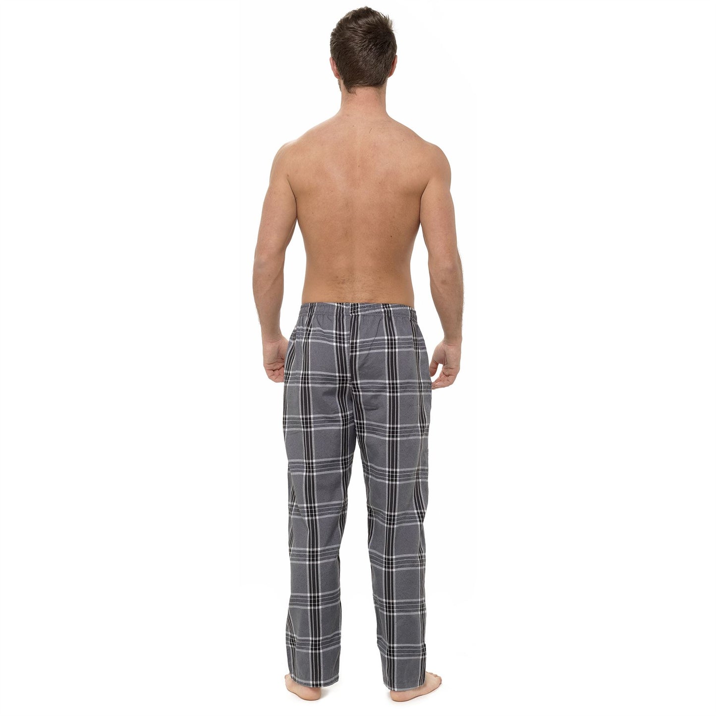 Foxbury Mens Short Sleeve T Shirt and Check Bottoms - Grey