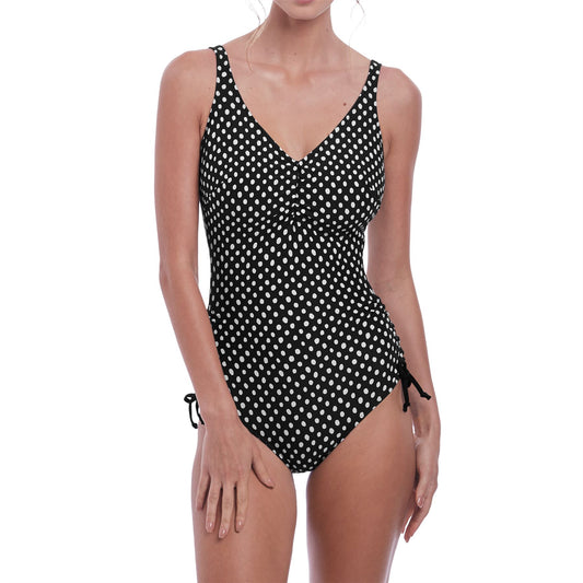 Fantasie Santa Monica V Neck Adjustable Leg Swimsuit - Black/White