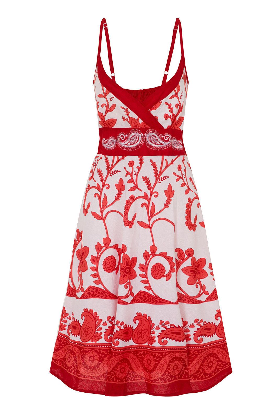 Pistachio Crossover Summer Dress - Red