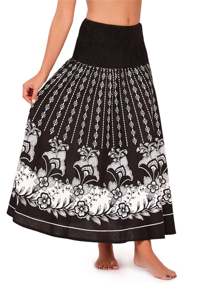 Pistachio Dotty Floral 2 in 1 Cotton Dress/Skirt - Black