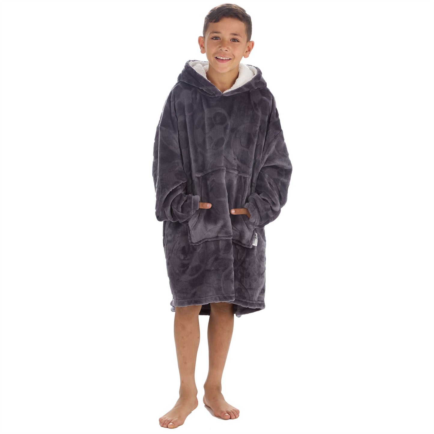 Huggable Hoodie Kids Fleece Oversized Embossed Hoodie - Football