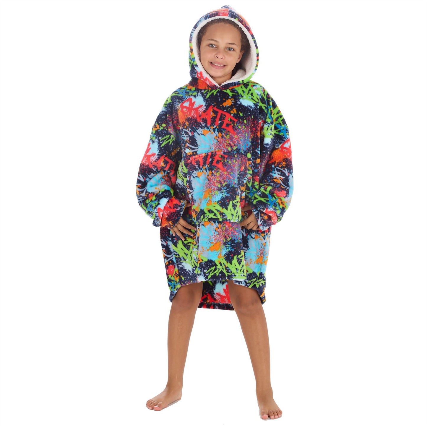 Huggable Hoodie Kids Fleece Oversized Hoodie - Graffiti