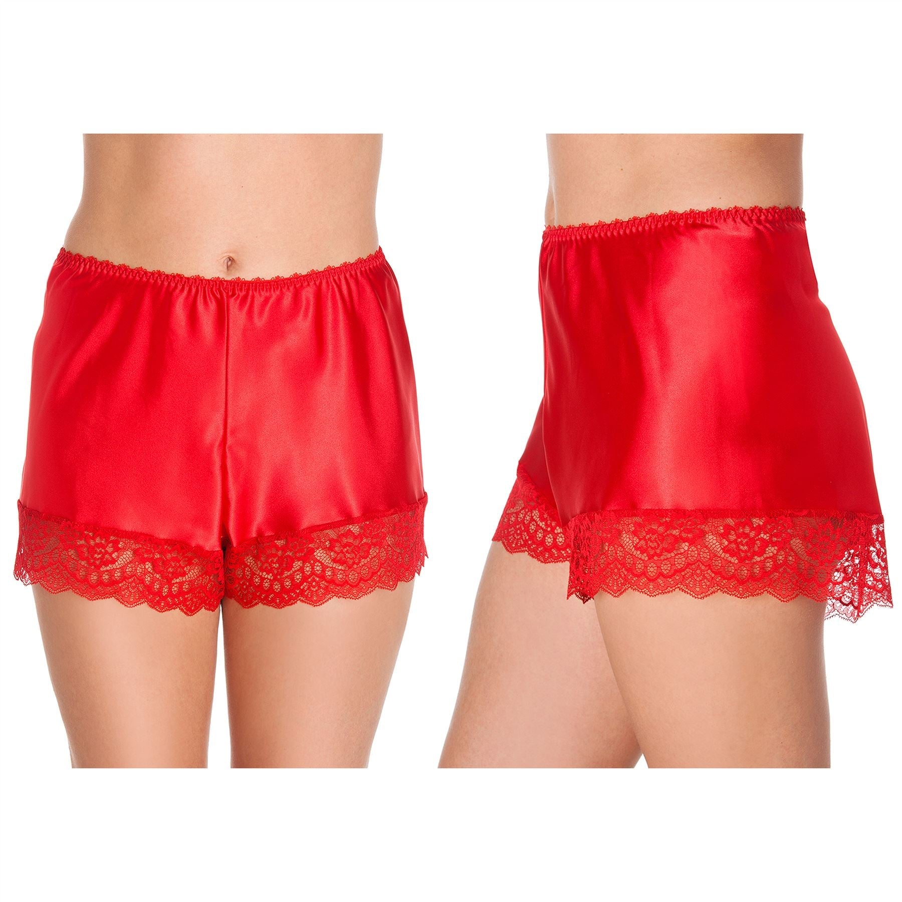Lady Olga Womens Satin French Knickers - Red Lady Olga