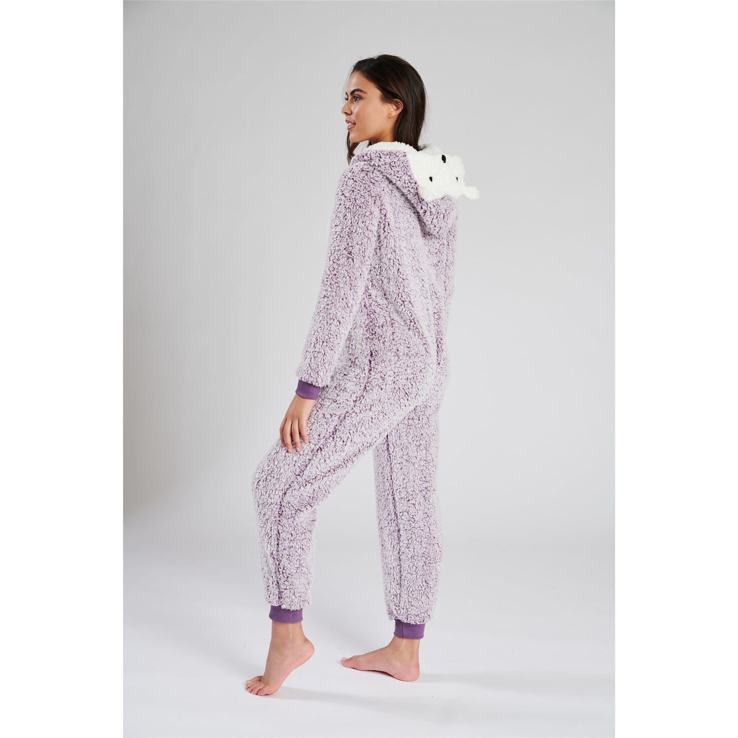 Loungeable Womens Hedgehog Sherpa Fleece Onesie - Lilac