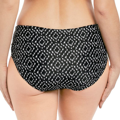 Fantasie Byron Bay Deep Gathered Side Bikini Brief - Black/Cream