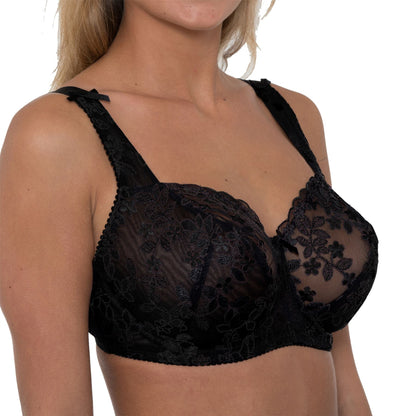 Gemm Full Cup Embroidered Bra - Black Gemm
