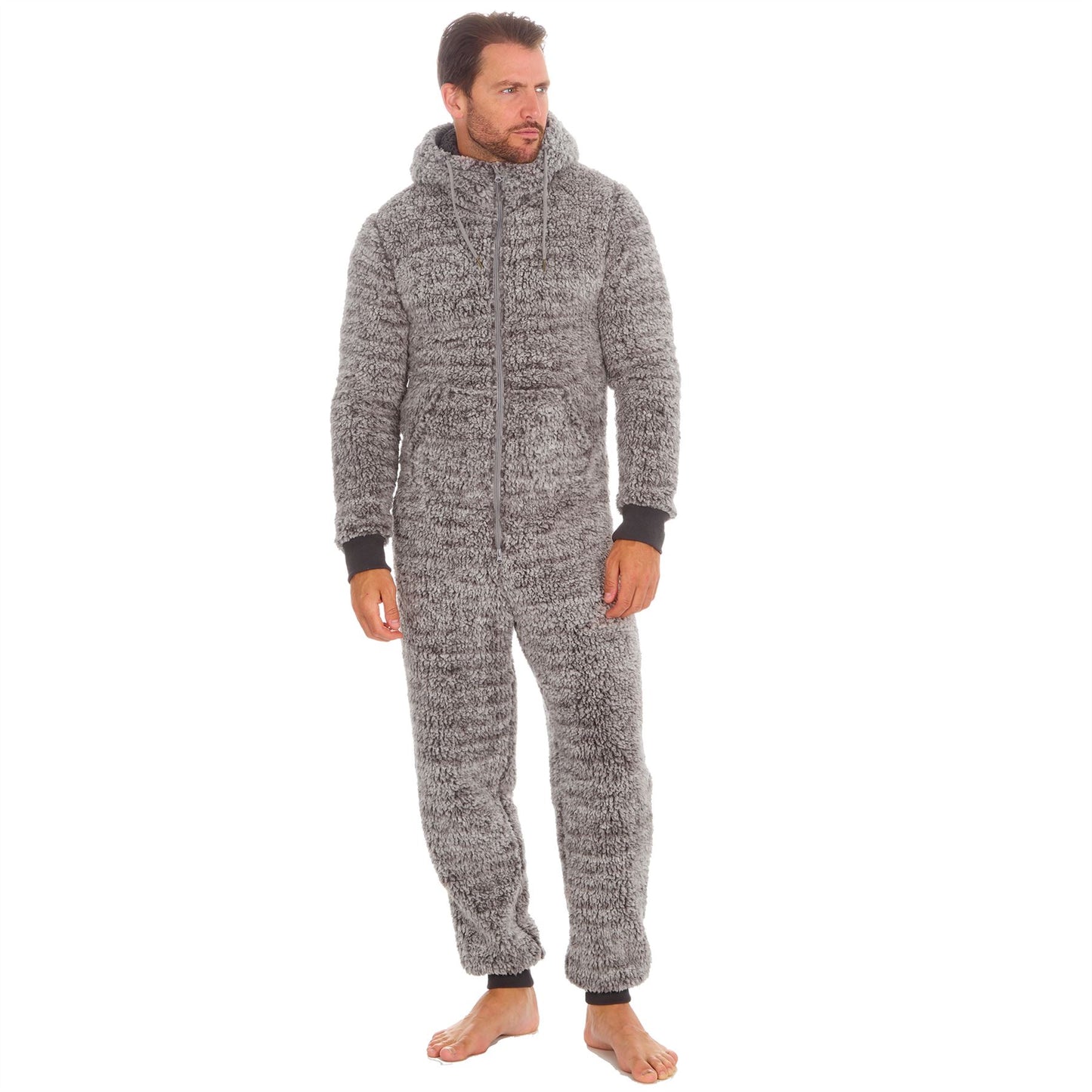 Cargo Bay Mens Frosted Sherpa Fleece Onesie - Grey