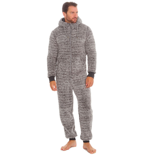 Cargo Bay Mens Frosted Sherpa Fleece Onesie - Grey